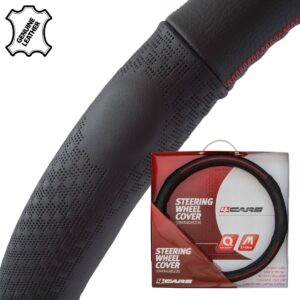 4CARS POTAH VOLANTU 37-39CM pravá koža cierny s cerveným obšitím